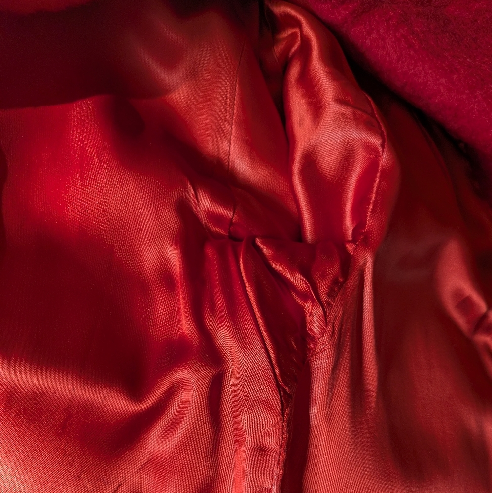 Vintage Red Women's Coat with Large Buttons, late 60s-70s. - Picture 13 of 15